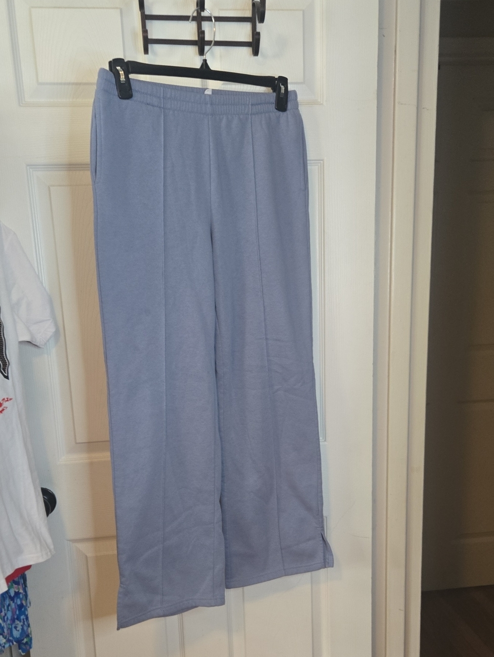 Pink Rose Light Blue Elastic Waist Sweatpants